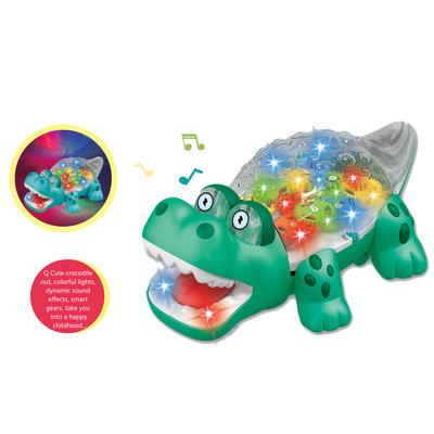 China Cheap Cartoon Toy Factory Colorful Electric Plastic Crocodile Magic Toys With Light And Music For Kids for sale