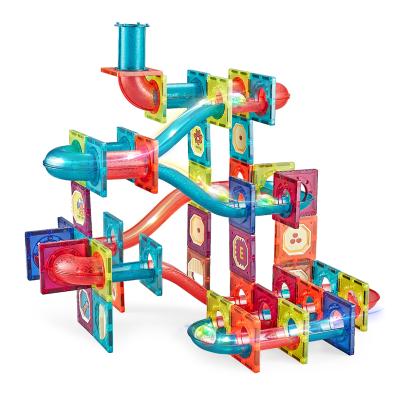 China Electronic Toy 125pcs Top Selling New Style Toy Educational Flash Track Ball Magnetic Building Block Toys For Children for sale