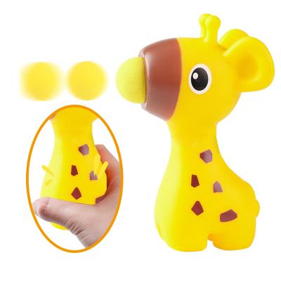 China Electronic Toy Top Selling Creative PVC Giraffe Squeeze Shooting Snap Button Soft Ball Eco-Friendly Trigger for sale