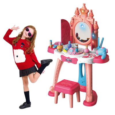 China Electronic Toy Preschool Toys For Girl Multi-Function IR Control Open The Door Plastic Dressing Table Toy Pretend Beauty Makeup Toys for sale