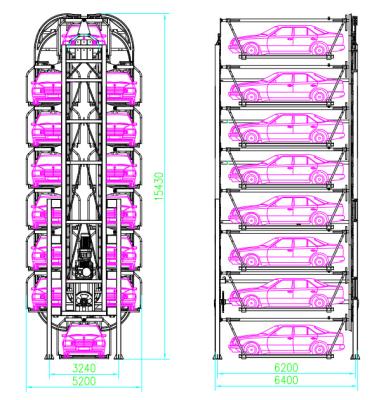 China Mechanische vertikale Rotationsparksystem 8 Schichten Rotations-Smart-Parksystem zu verkaufen