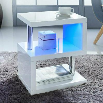 China Modern Design Modern Design Bedside Storage Unit Bedside Table Extendable Table Lamp White Bed Side Table Lamp With Divided Shelves for sale