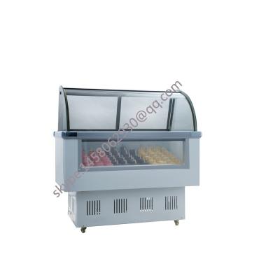 China Snack Factory Ice Cream Display Food Grade Popsicle Cabinet Clear Glass Freezer For Sale Commercial Cake Snack Showcase For Business for sale