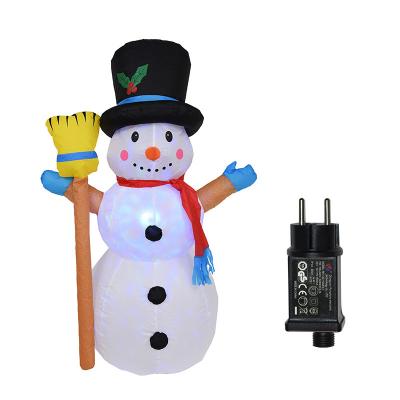 China Polyester 1.2M Christmas Light Garden Decorations Rotating Lights Christmas Inflatable Snowman Colorful Inflatable Model for sale