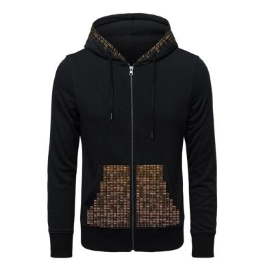 China Anti-pilling Low MOQ Designer Zip Up Custom High Quality Rhinestone Oversized Hoodies for sale