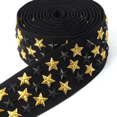 China Durable Custom Hotfix Zink Alloy Studs Elastic Band For Sewing Formal Dress for sale