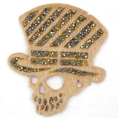 China Wholesale 3D Hotfix Rhinestone Design Iron On Skull Patches For Clothes for sale