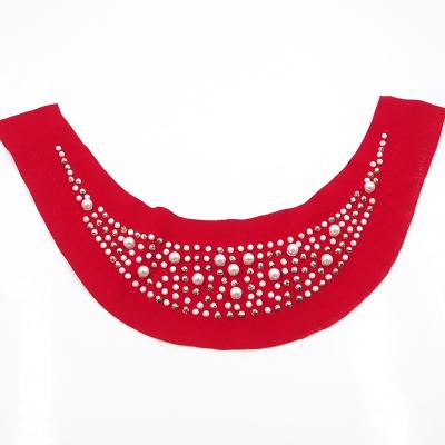 China Custom Beaded Rhinestone Hotfix Crystal Collar Neckline Eco-fridendly Blend Appliques for sale