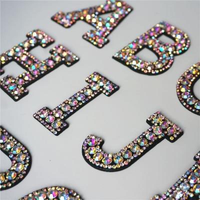 China Handmade Alphabet Rhinestone Iron On Appliques for sale