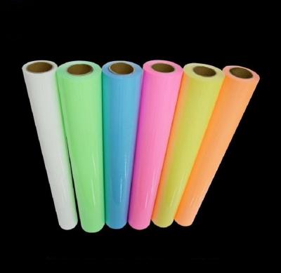 China Eco-fridendly Glow in Dark Luminous Film Vinyl Wholesale HTV Fluorescent Vinyl Roll for Garment for sale