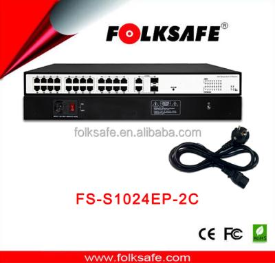 China POE Folksafe 24 PoE port unmanaged switch IEEE802.3af/at standard with uplink 2 combo port for sale