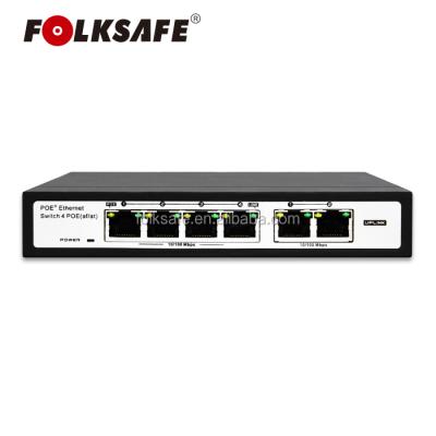 China Folksafe POE network switch with 2 POE 4 uplink poe port uncontrollable lightweight outdoor switch 24V for sale