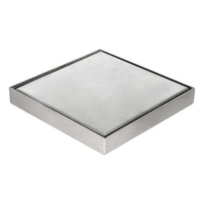 China Modern Design Brass Insert Grate Cover 100*100mm SS304 Square Floor Drain for Hotels for sale