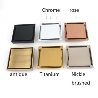 China 50mm Square Brass Floor Drain Tile Insert Anti-Odor Grate Cover Strainer for Hotels for sale