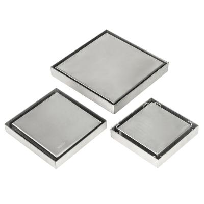 China Strainer Style Square Floor Drain with Tile Insert Grate Cover CHROME PLATE SS304 for sale