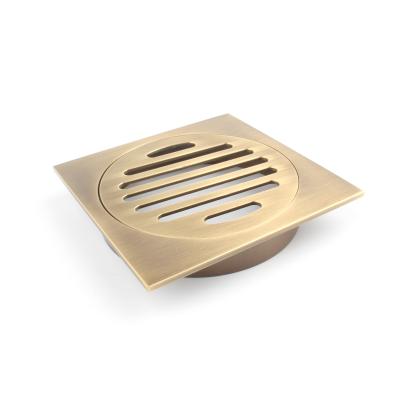 China High Quality All-Brass Floor Drain Core Gold Square Strainer Odor-Proof Linear Shape for Bathroom Use Stainless Steel Material for sale