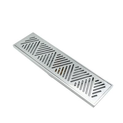 China Antique Anti Odor Long Rectangle Plastic Trap Brass Cover Floor Drain tile insert floor drain for sale