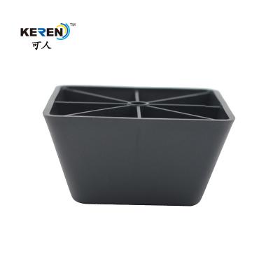 China KR-P0144 Black Square Furniture feet , Plastic adjustable sofa legs PP Material for sale