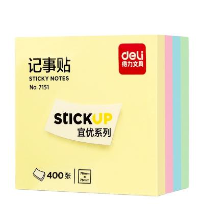 China Self Adhesive Grocery Store Brands 400 Sheets Sticky Note Note Set Card Notepads Notepads Smooth Single Color Writing Sticky Note for sale