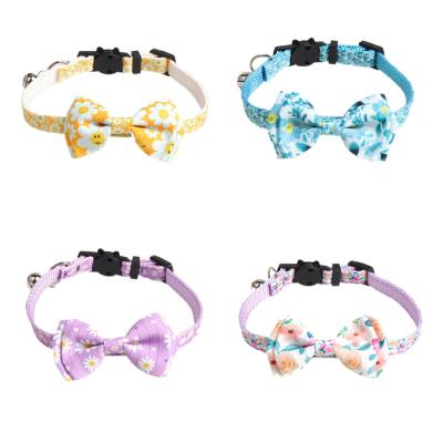 China Amigo Fashion Detachable Bowknot Floral Cute Safety Floral Detachable Collar Adjustable Bow Tie Kitten Cat Collars With Bells for sale