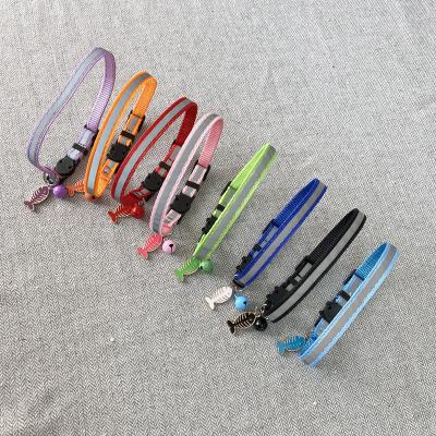 China Reflective Loose Reflective Cat Collar Safety Nylon Florescent Cat Collar With Colorful Fish Bone Pendant Amigo NEW DETACHED Trends for sale