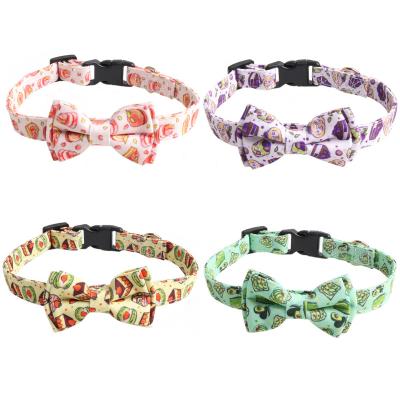 China New Amigo Trends Summer FRUITS TAKE UP Custom Printing Cute Bow Tie Bowtie Adjustable Breakaway Dog Collar Detachable Pet Collar for sale