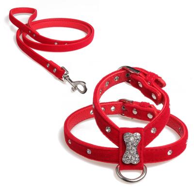 China Best DETACHED Selling Customized High Quality Soft Leather Dog Harness Red Leash Dog Harnesses for sale