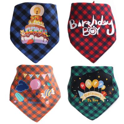 China Custom Printed Amigo Puppy Triangle Scarf Bibs Dog Bandana New Design Birthday Party Decoration Fashion Viable Cotton Plaid for sale