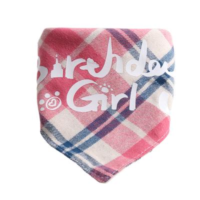 China Wholesale Custom Printed Viable Fashion Plaid Amigo Birthday Cotton Dog Bandana Triangle Scarf Bibs Dog Puppy Pet Washable Bandana for sale