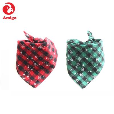 China Wholesale Custom Viable Double Layer Amigo Fashion Plaid Triangle Bandage Double Layer Logo Printed Pet Scarf Christmas Dog Bandana Dog Bandana for sale