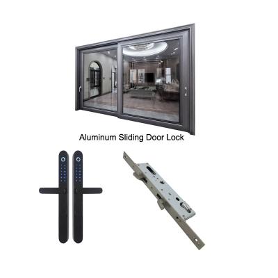 China 2021 Hot Selling Aluminum Alloy Outdoor Waterproof Smart Hook Lock For Sliding Door Double Sided Fingerprint Lock For Aluminum Sliding Door for sale