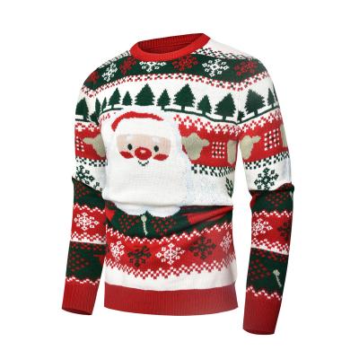 China Anti-Wrinkle 2022 OEM/ODM Hot Santa Christmas Sweater Unisex O-Neck Knitted Sweater Ugly Oversized Christmas Knitted Sweater Customization for sale