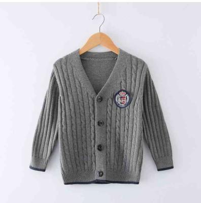 China Customized Knitted Sweater 3 to 5 Years Boy School Uniform V-Neck Cardigan Anti-Shrink Sweaters for sale