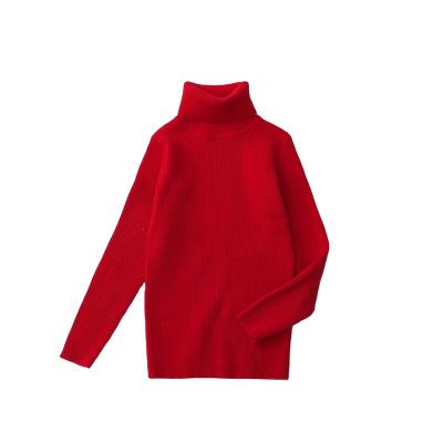 China 2022 Hot Selling Cotton Autumn High Neck Pullover Girls Sweaters Anti-Shrink Sweater For Kids for sale