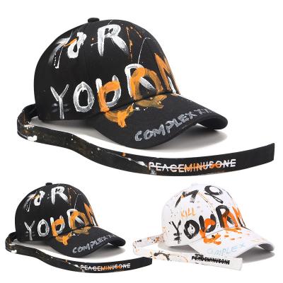 China JOINT Fashion Personalized Printed Hip Hop Long Tail Strap Graffiti Hat Adjustable Baseball Cap for sale