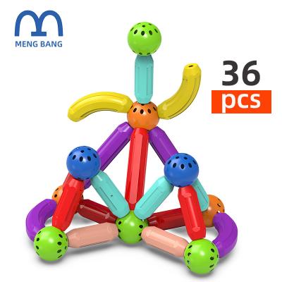 China Educational DIY TOY 36PCS Baby Safety Magnet Sticks Building Blocks Set Colorful Magnetic Balls&rods Magnetic Rod Toy for sale