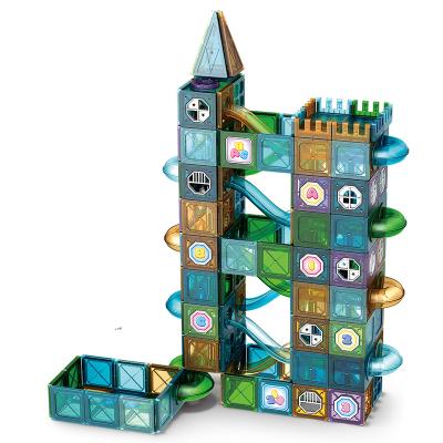 China 264PCS Plastic Toy Magnetic Tiles Marble Run Educational Set Marble Run Rod Magnetic Blocks Playset Learning Run Marble Toy for sale