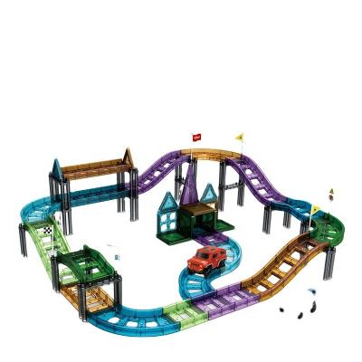 China 2022 Best Selling Mntl 59pcs/set Earlier Marble Race Education 2022 Tile Trace Car Tracks Toys Car Magnetic Track Toys Racing Game For Kids Play for sale