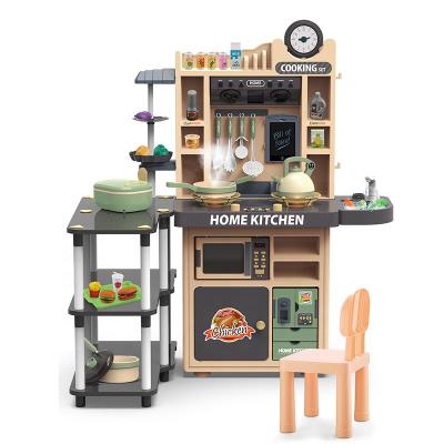 China 99PCS Funny Educational Deluxe Toy Birthday Gift Furniture Toys Pretend Play Cooking Game Wooden Simulation Kitchen Toys Play Set for sale