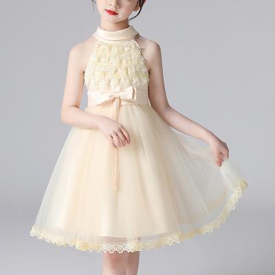 China Breathable Flower Girl Dress Bow Girls Dresses Baby Mesh Princess Party Birthday Dress Evening Dresses For Girls for sale