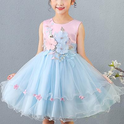 China New Breathable Princess Clothes Birthday Dress Baby Party Bridesmaid Dress Wedding Mesh Evening Sleeveless Casual Tutu Dress for sale