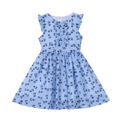 China Breathable Summer Causal Girls Dress Floral Princess Clothes Party Birthday Wedding 2-12 Years Petal Sleeve Dress For Kids for sale