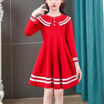 China 2021 Fall and Winter Korean Princess Skirt Children's long sleeve baby dress washable collar design Core-spun dresses elegant version for sale