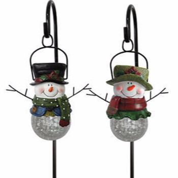 China Garden Christmas Snowman Crack Solar Path Lights 2 Pack for sale