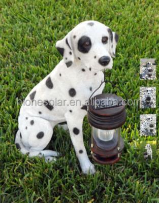 China Garden Yard Decor Dalmation Dog with Lantern Solar Dog Light for sale