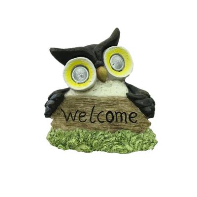 China Good Quality Modern Garden Ornaments LED Resin Solar Owl Light Waterproof Solar Ground Light for Outdoor for sale