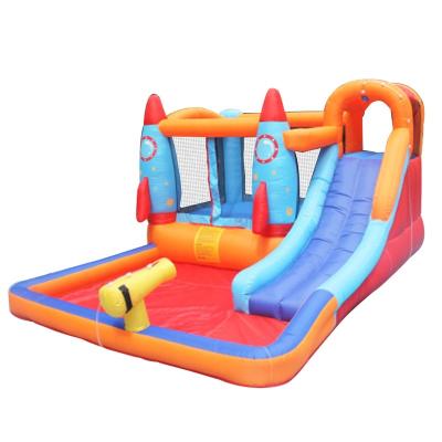 China Residential Oxford Cloth Inflatable Rocket Water Slide Non Phthalates And Swimming Pool for sale