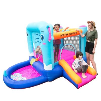 China Cheap Business Oxford Cloth Character Animal Pool Elephant Inflatable Blue Bouncy Castle For Sale Inflatable Bouncer For Kids Party for sale