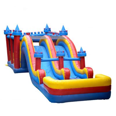 China Huge Size 20M Long Vinyl Inflatable PVC Tarpaulin Adult Bouncy Castle Bouncer Inflatable Water Slide With Pool for sale