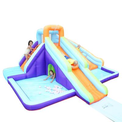 China 420D+840D Oxford factory hot sale inflatable water slide jumping bouncy castle with swimming pool for sale